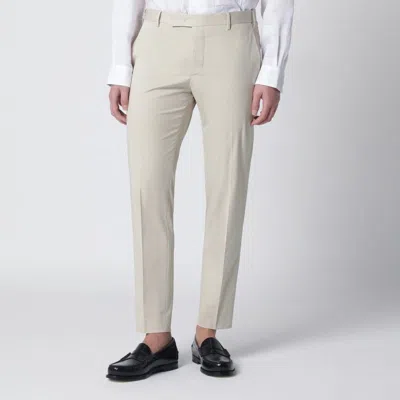 Pt01 Beige Slimfit Cottonblend Trousers In Gray