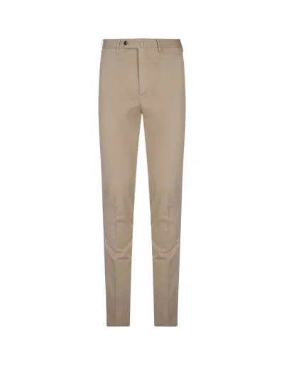 Pt01 Beige Stretch Cotton Classic Trousers In Brown