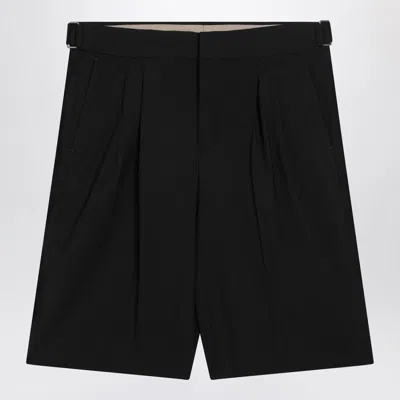 Pt01 Black Bermuda Shorts In Wool Blend