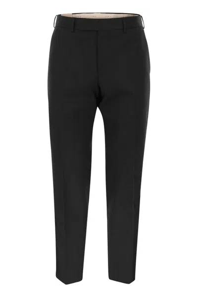 Pt01 Black Wool Tailored Slimfit Trousers