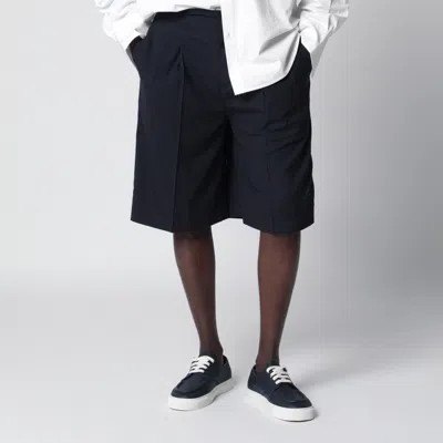 Pt01 Blue Cotton Bermuda Shorts