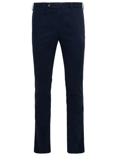 Pt01 Blue Cotton Joggers In Navy
