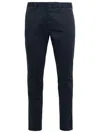 Pt01 Navy Blue Slim Trousers In Cotton And Linen In Blue