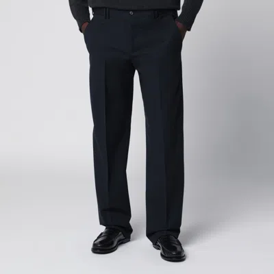 Pt01 Blue Woolblend Trousers In Animal Print
