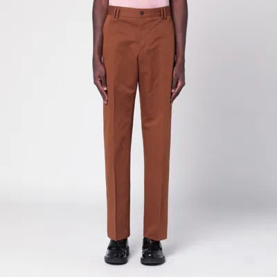 Pt01 Brown Cotton And Linen Trousers