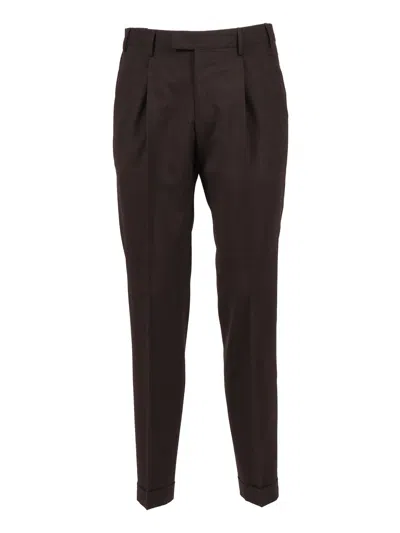 Pt01 Brown Master Flap Straight-leg Pants In Black