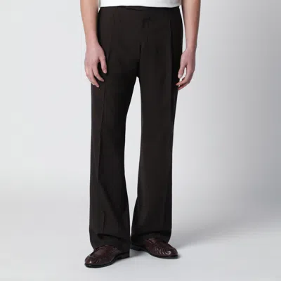 Pt01 Brown Wool Trousers In Black