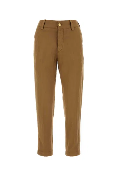 Pt01 Caramel Stretch Cotton New York Pant In Cammello