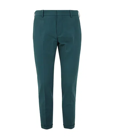 Pt01 Contrasting-cuff Straight-leg Trousers In Blue