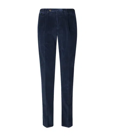 Pt01 Single Pleat Brown Tailored Trousers In Washed Velvet In Black