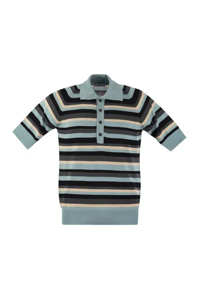 Pt01 Cotton And Viscose Polo Shirt In Blue