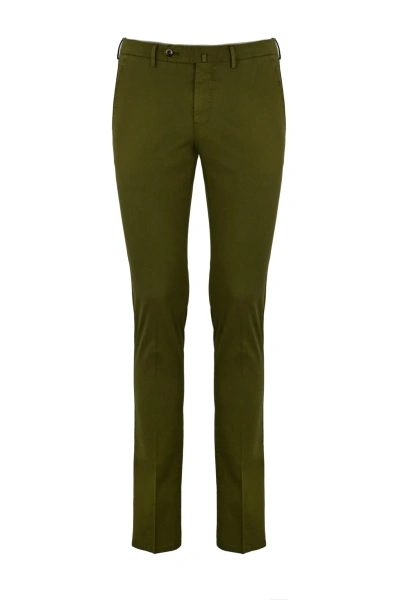 Pt01 Cotton Gabardine Trousers In Verde