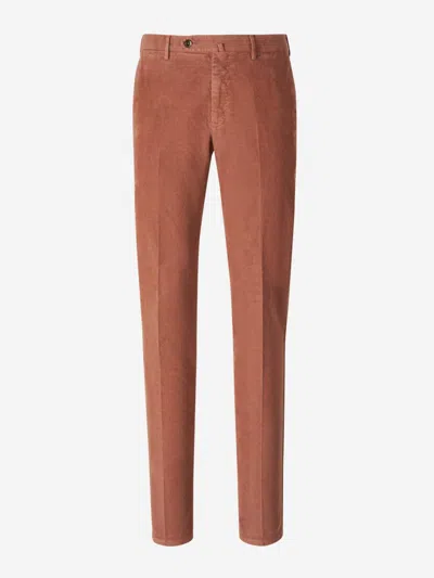Pt01 Cotton Micro Corduroy Trousers In Beige