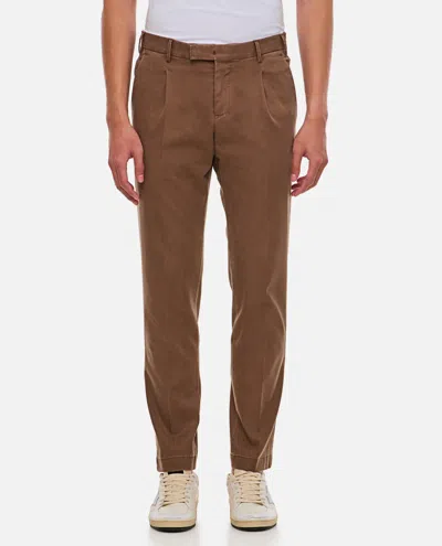 Pt01 Cotton Trousers In Brown