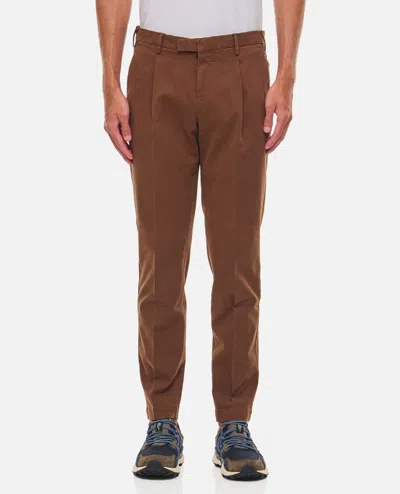 Pt01 Cotton Trousers In Brown