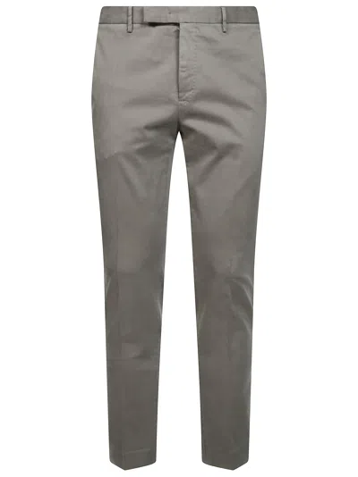 Pt01 Cotton-blend Satin Tailored Straight-leg Pants In Gray