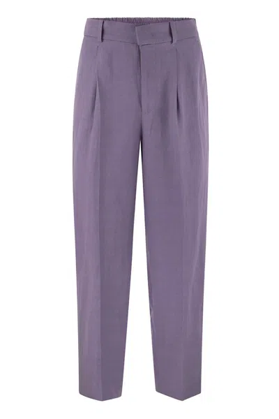 Pt01 Daisy - Viscose And Linen Trousers In Purple