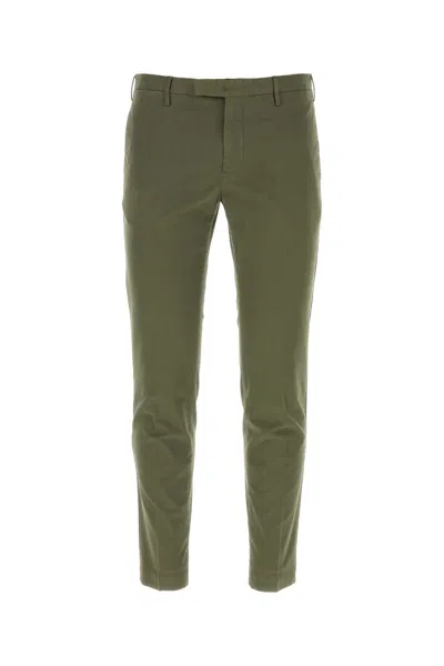 Pt01 Dark Green Stretch Cotton Pant In Y442