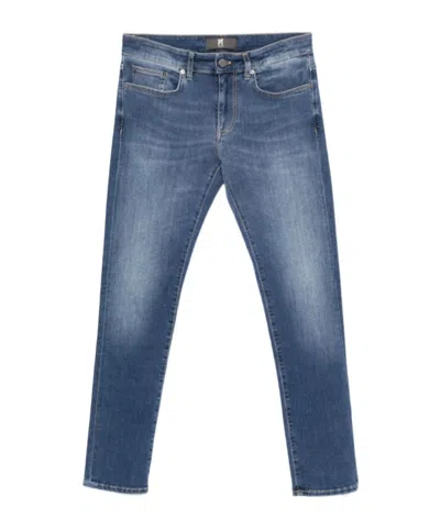 Pt01 Denim Trousers With Belt Loops In Blue