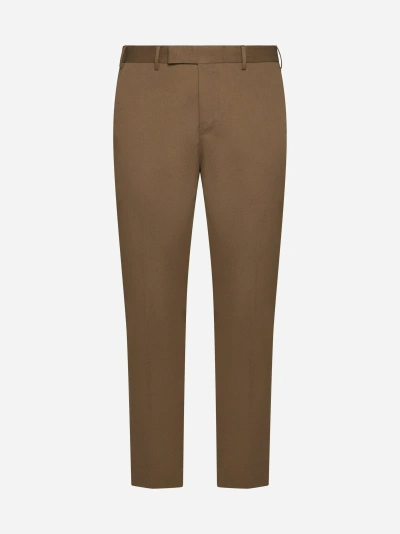 Pt01 Dieci Stretch Cotton Trousers  In Beige