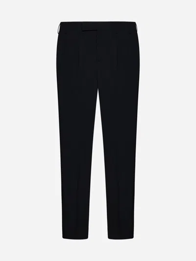 Pt01 Dieci Stretch Wool-blend Trousers In Black
