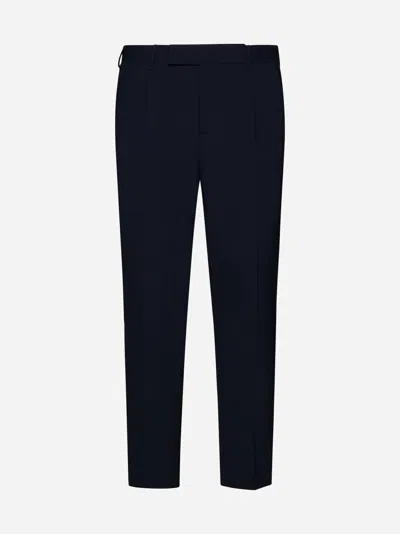 Pt01 Dieci Stretch Wool-blend Trousers In Blue