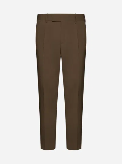 Pt01 Dieci Stretch Wool-blend Trousers In Brown
