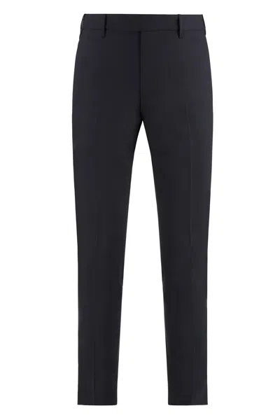 Pt01 Dieci Stretch Wool Trousers In Blue