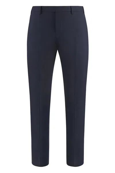 Pt01 Dieci Stretch Wool Trousers In Blue