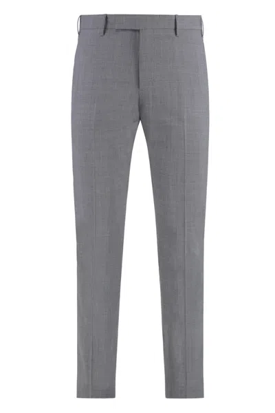 Pt01 Dieci Stretch Wool Trousers In Gray