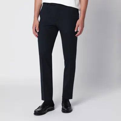 Pt01 Dieci Trousers In Blue Wool Blend In Black