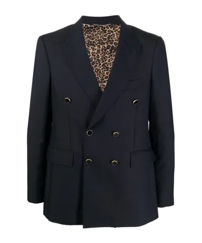 Pt01 Double-breasted Long Sleeve Suit Jacket In Black
