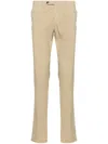 Pt01 Double Dye Stretch Light Popeline Slim Flat Front Pants In Neutral