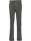 Pt01 Double Dye Stretch Light Popeline Slim Flat Front Pants In Gray