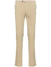 Pt01 Double Dye Stretch Light Popeline Slim Flat Front Pants In Neutral