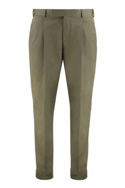Pt01 Edge Stretch Cotton Trousers In Green