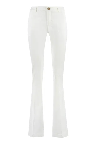 Pt01 Elsa Viscose Flared Trousers In White