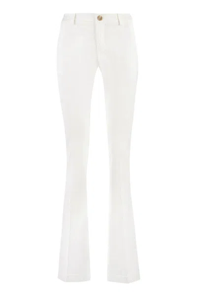 Pt01 Elsa Viscose Flared Trousers In White