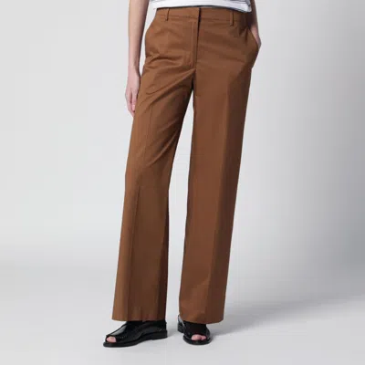 Pt01 Francoise Beige Cottonblend Trousers In Brown