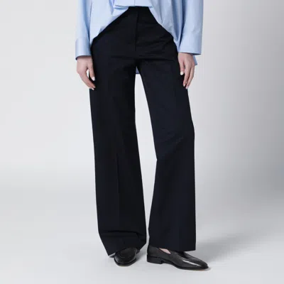 Pt01 Francoise Blue Cotton Blend Trousers In Black