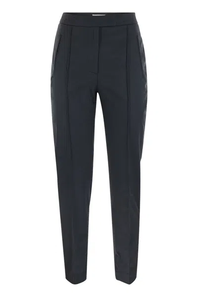 Pt01 Frida - Cotton And Silk Trousers With Pleat In Blue