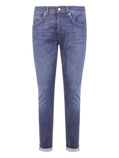 Dondup Flat Front Trousers With Diagonal Pockets In Blue