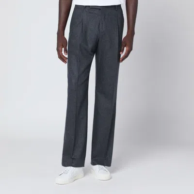 Pt01 Gray Wool And Cashmere Trousers In Blue