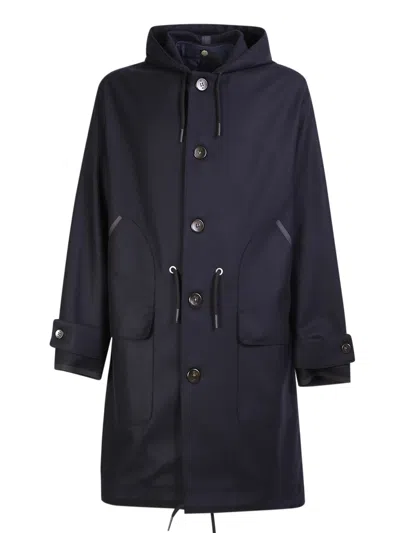 Pt01 Hooded Coat In Blue