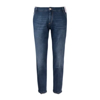 Pt01 Denim Trousers With Belt Loops In Blue