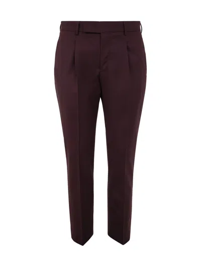 Pt01 One Pleat Trousers With In Seam Pockets In Red