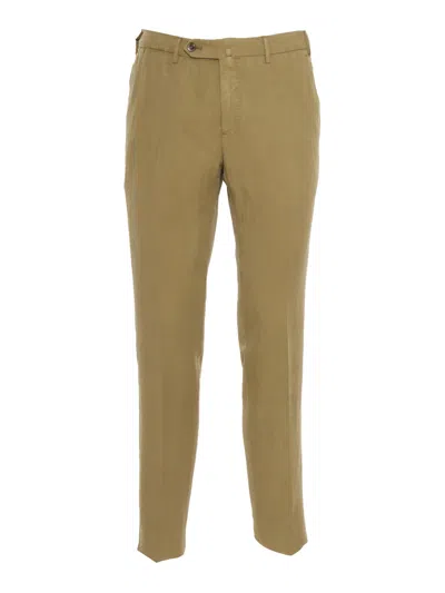 Pt01 Kaki Slim Trousers In Green