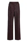 Pt01 Knitted Lurex Wide Leg Pants In Brown