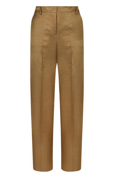 Pt01 Linen And Cotton Trousers In Yellow