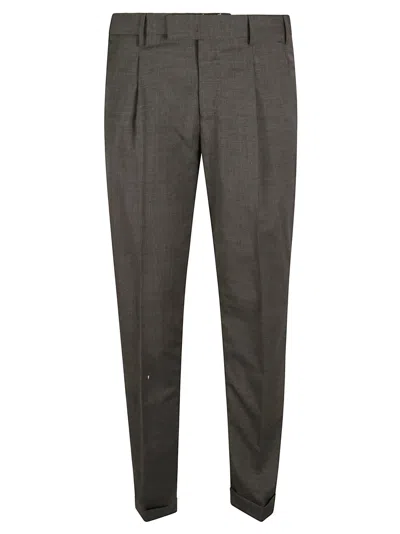 Pt01 Logo Patched Slim Fit Plain Trousers In Grey